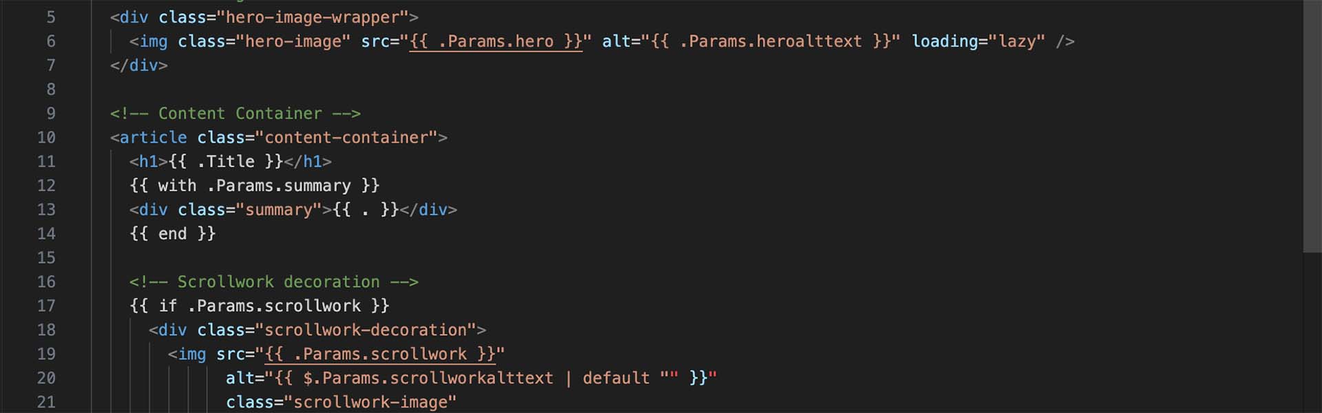 Website code on screen, symbolizing the transition from WordPress to a fast and secure Hugo static author site for writers.